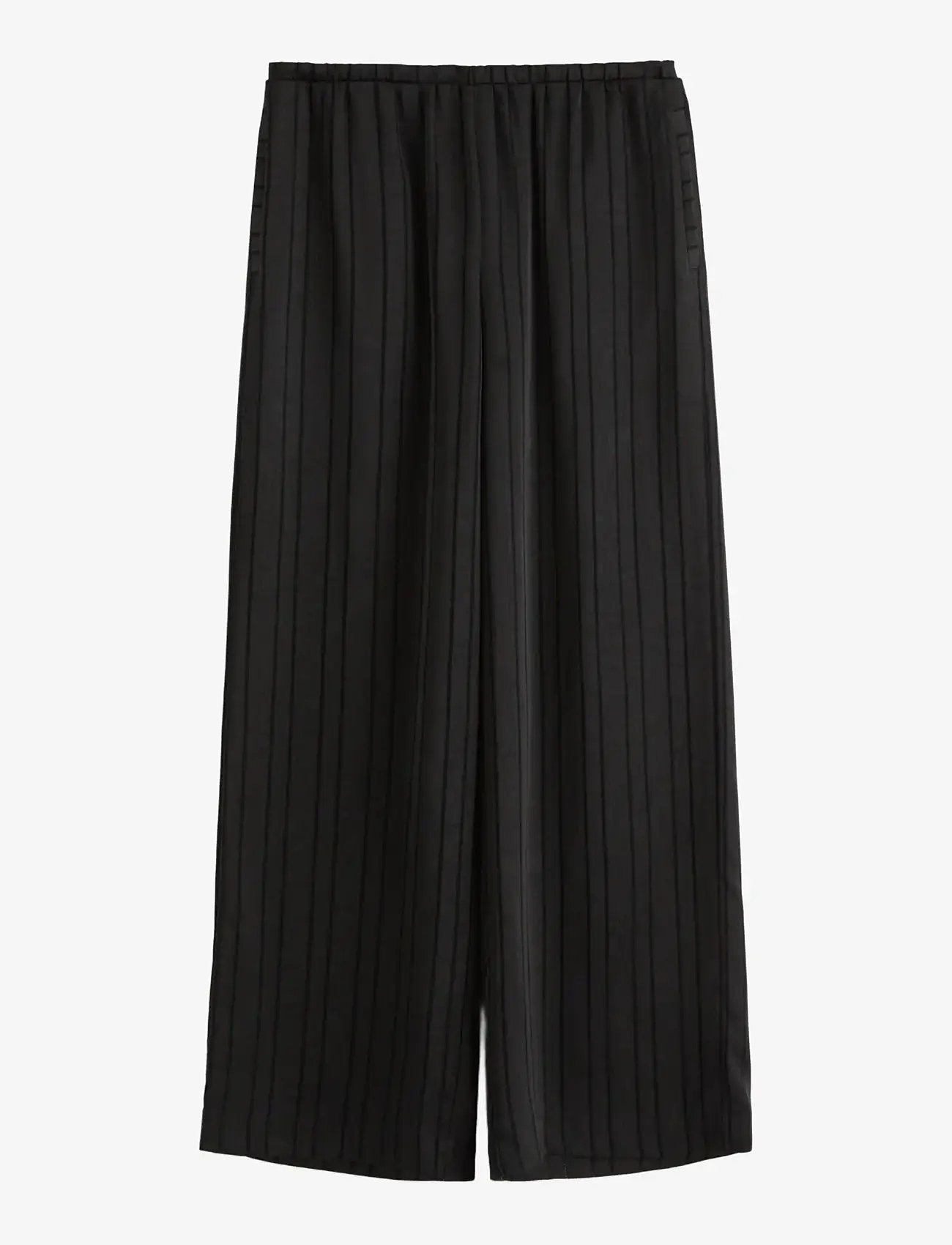 Lindex - WIDE trousers in satin - bukser med brede ben - black - 1
