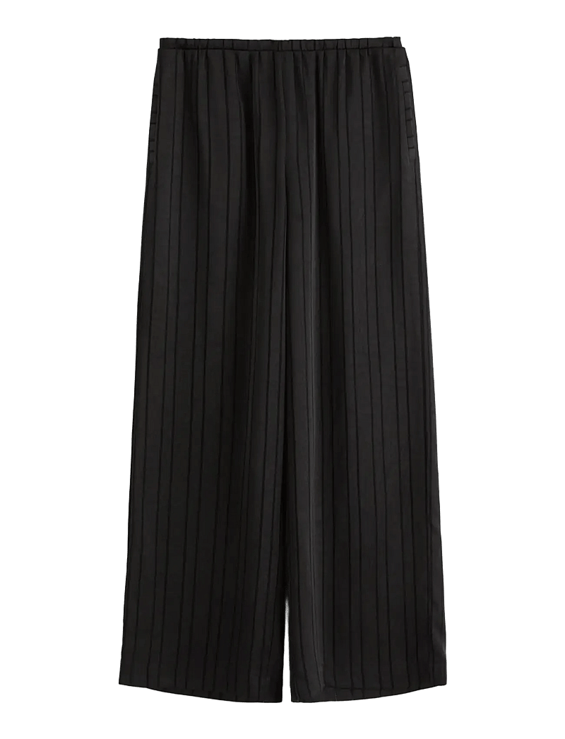 Lindex - WIDE trousers in satin - bukser med brede ben - black - 1