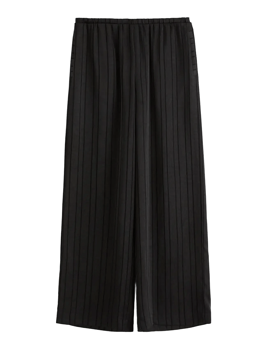 Lindex - WIDE trousers in satin - hosen mit weitem bein - black - 1