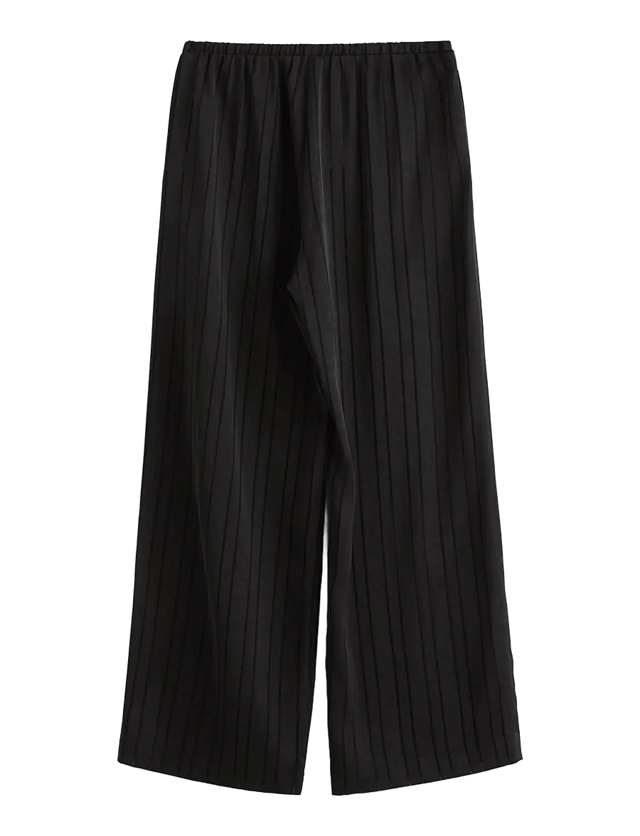 Lindex - WIDE trousers in satin - hosen mit weitem bein - black - 2