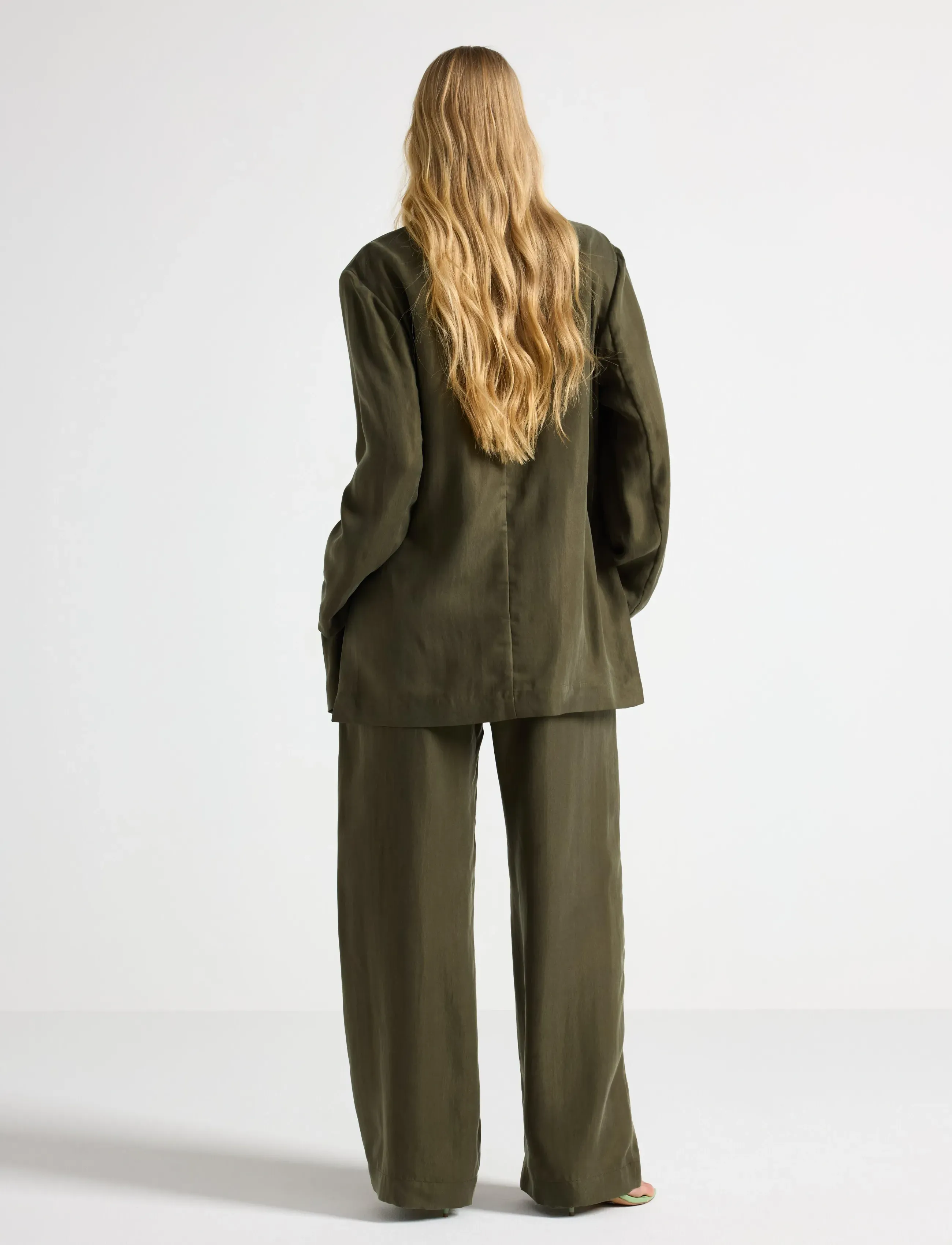 Lindex - Wide trousers with luster - laia säärega püksid - drak dusty green - 3