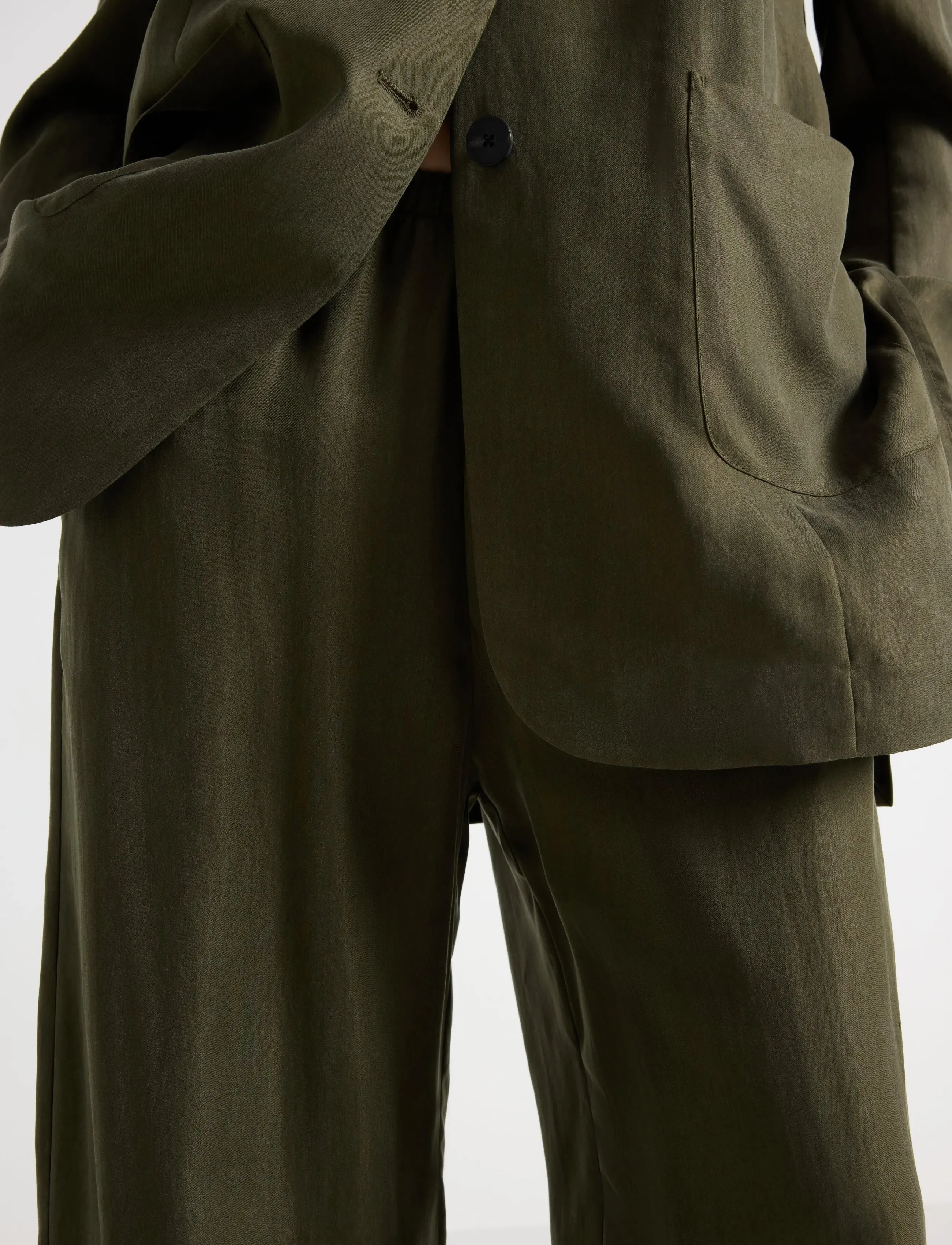 Lindex - Wide trousers with luster - bukser med brede ben - drak dusty green - 4