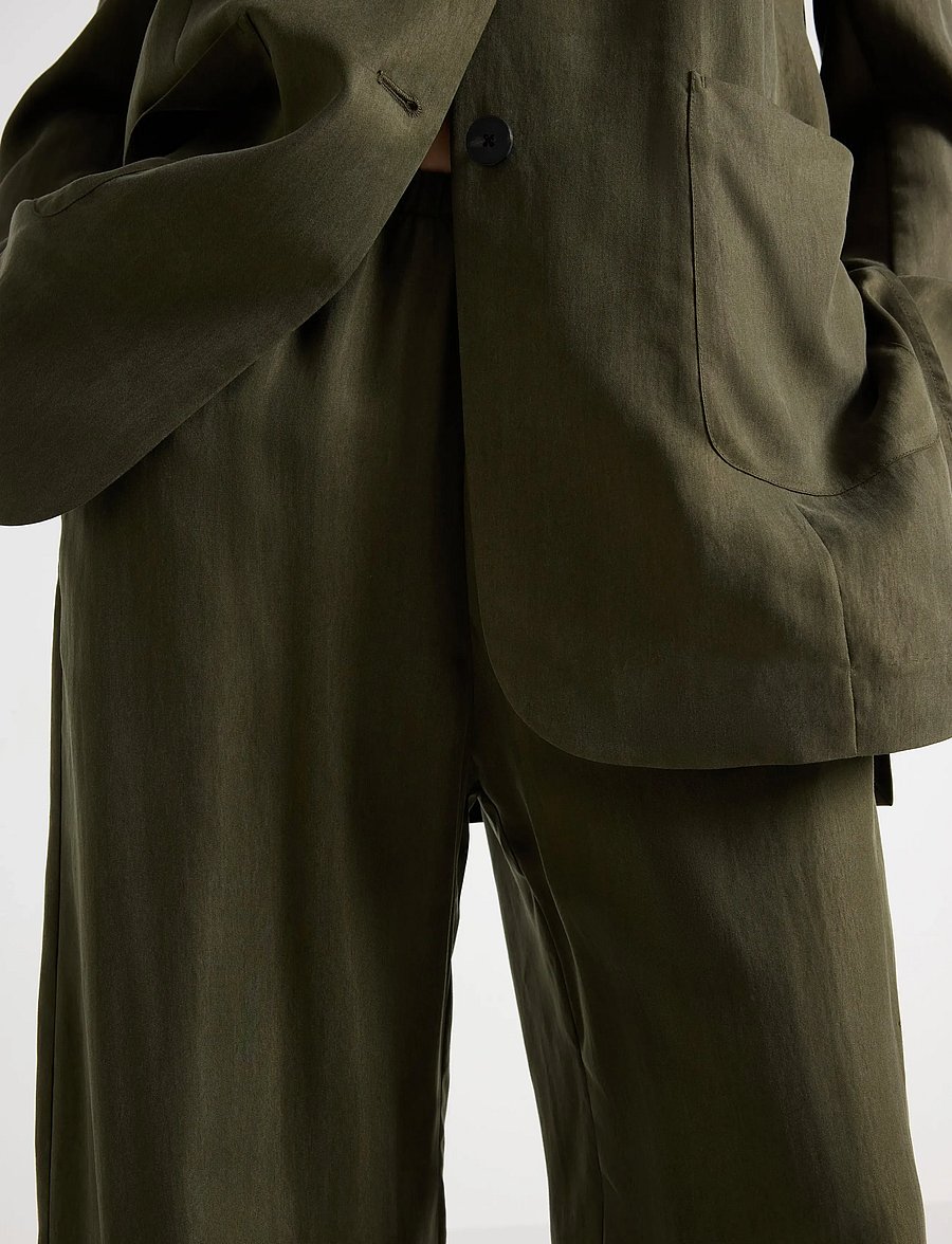 Lindex - Wide trousers with luster - laia säärega püksid - drak dusty green - 4