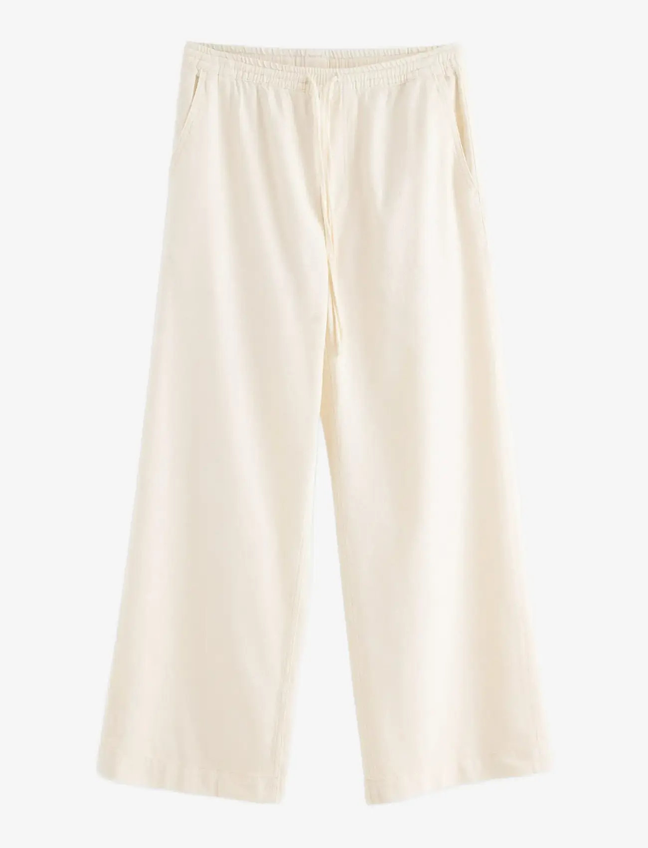 Lindex - WIDE trousers with elastic waist - wide leg trousers - light white - 1