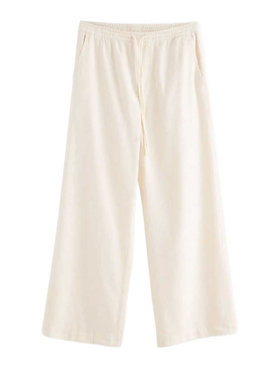 Lindex - WIDE trousers with elastic waist - hosen mit weitem bein - light white - 1