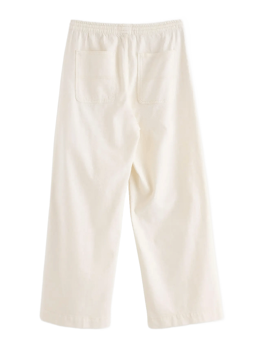 Lindex - WIDE trousers with elastic waist - hosen mit weitem bein - light white - 2