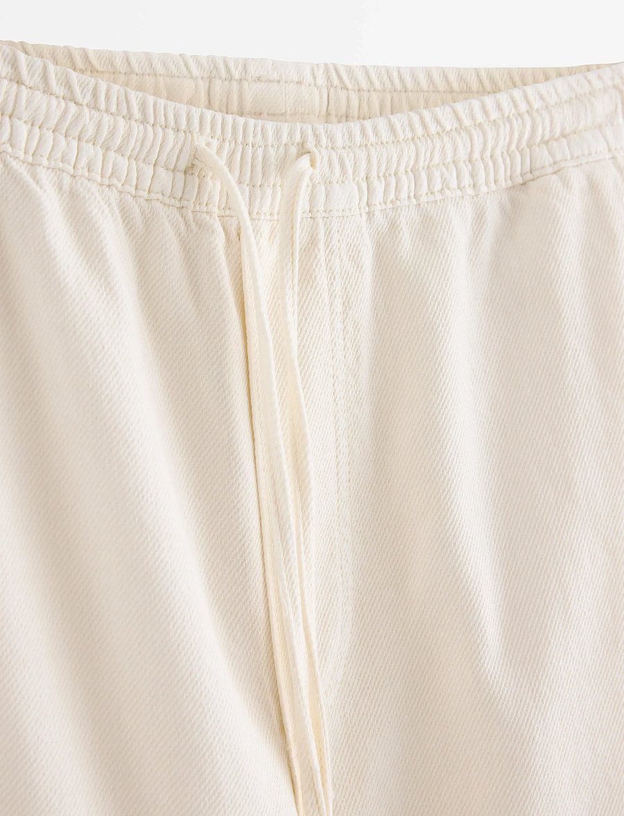 Lindex - WIDE trousers with elastic waist - hosen mit weitem bein - light white - 5