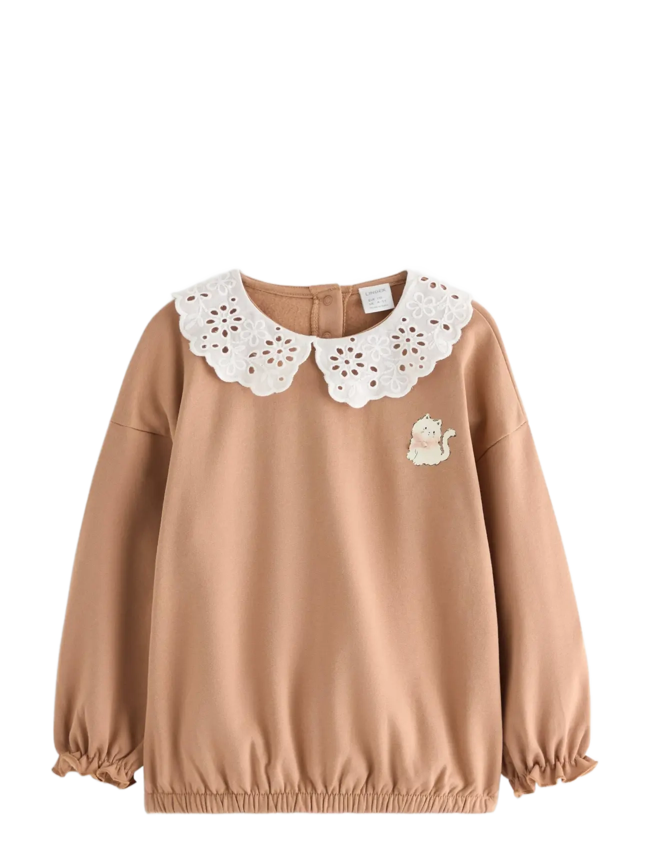 Lindex Sweatshirt with collar in broderie anglais - Överdelar - DARK BEIGE / beige
