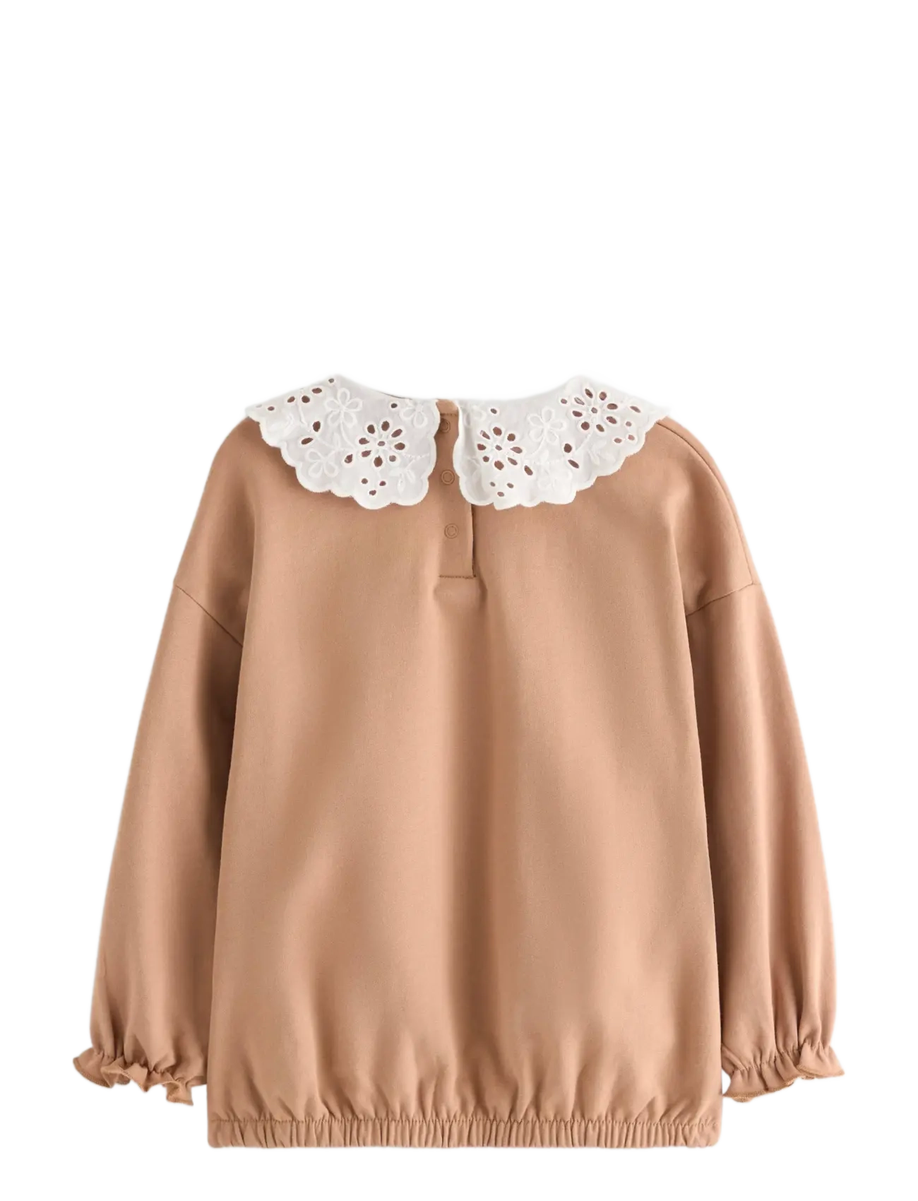 Lindex - Sweatshirt with collar in broderie anglais - sweatshirts - dark beige - 1