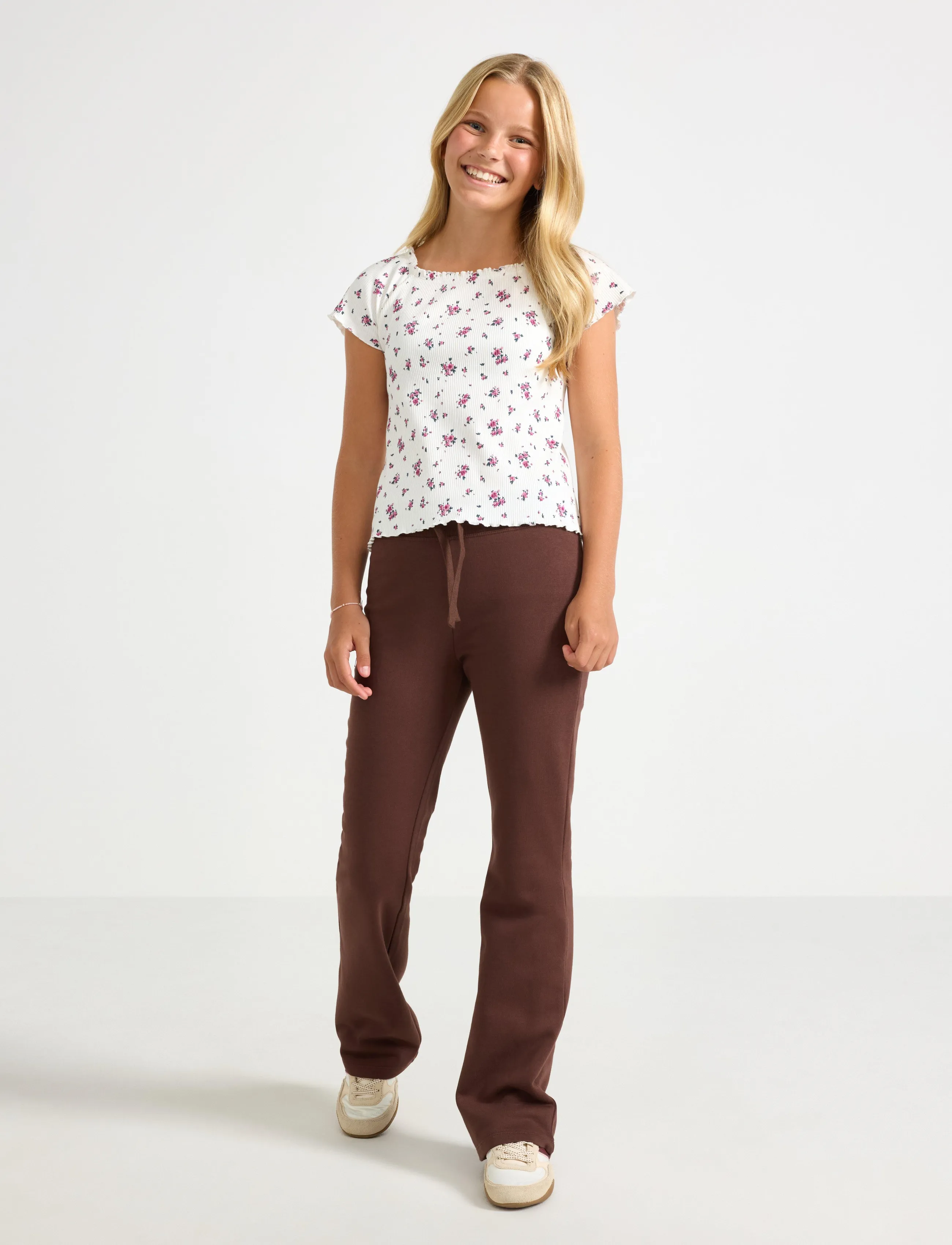 Lindex Flared Sweatpants, Børn, Flared Sweatpants, Brun, Str: 158