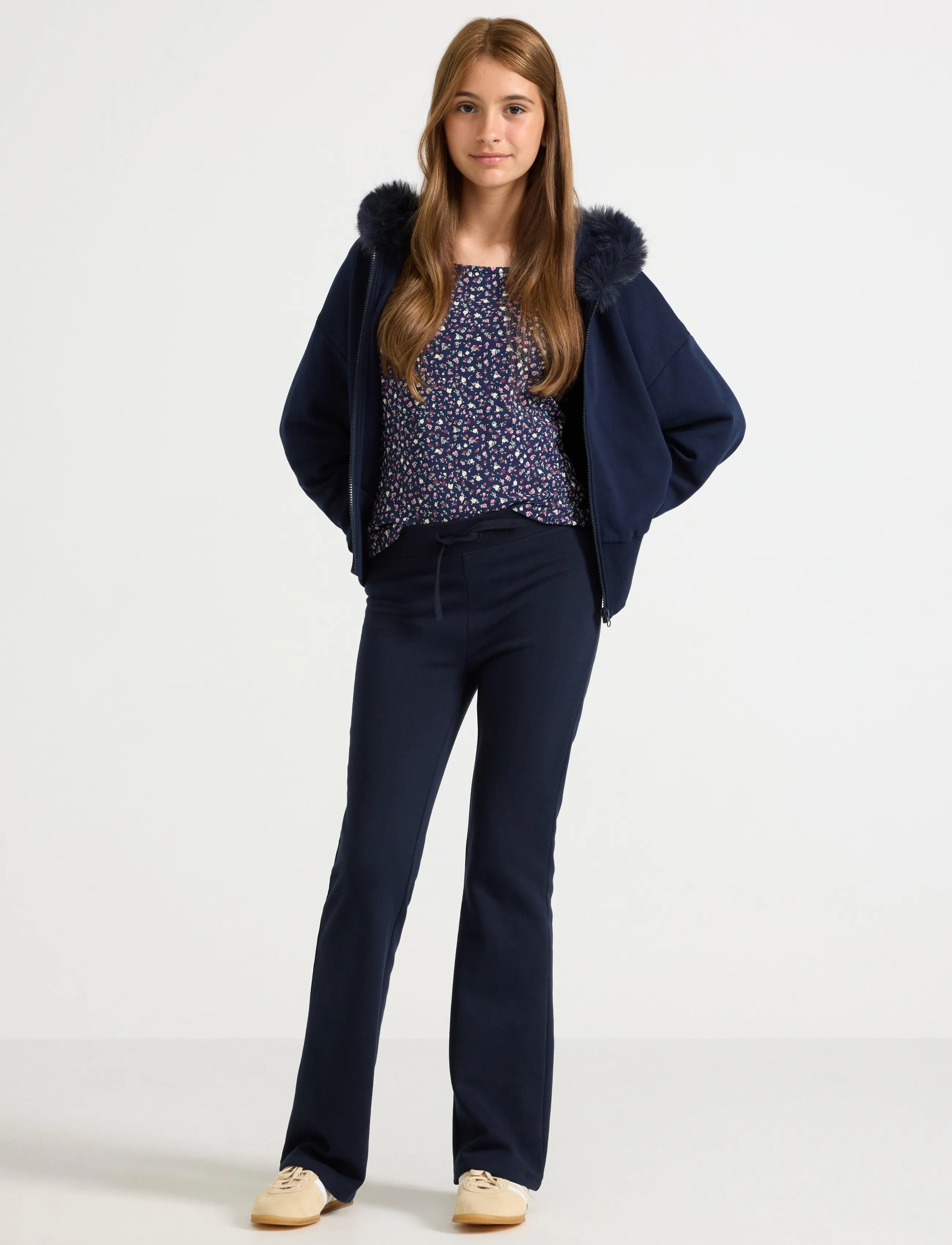 Lindex Flared Sweatpants, Børn, Flared Sweatpants, Navy, Str: 134