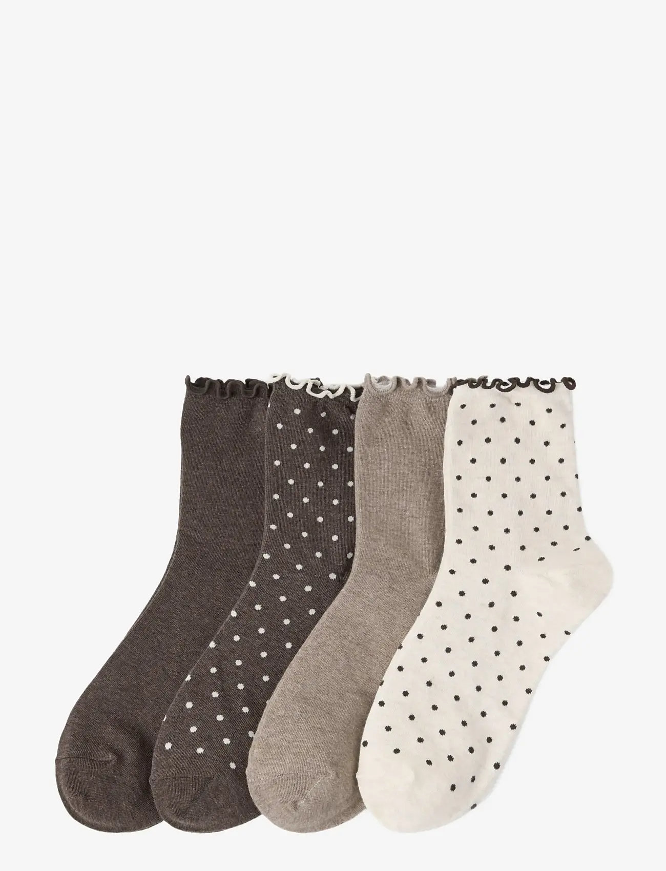 Lindex - 4-pack high ankle socks - ankelstrømper - dark brown melange - 0