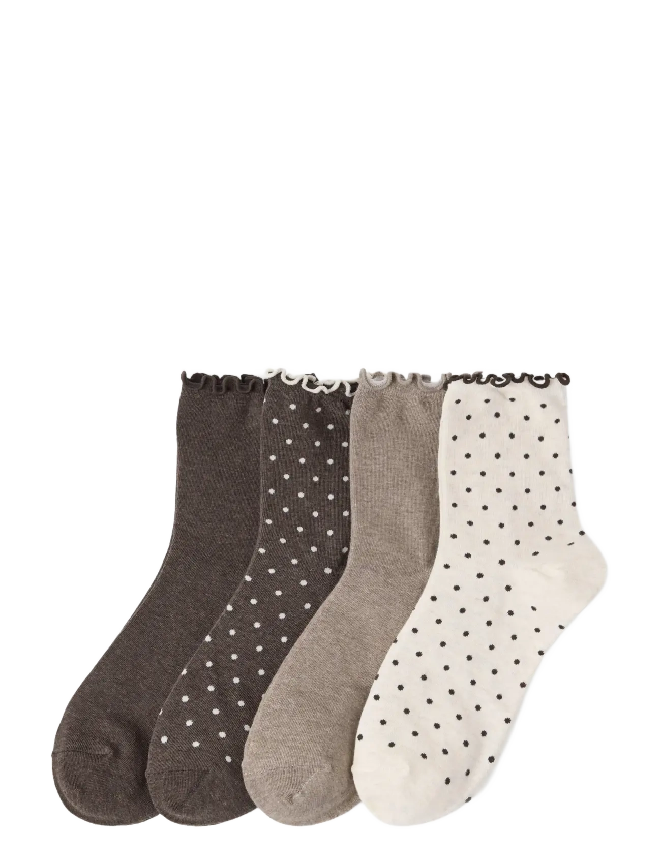 Lindex 4-pack high ankle socks - Sokid - DARK BROWN MELANGE / brown