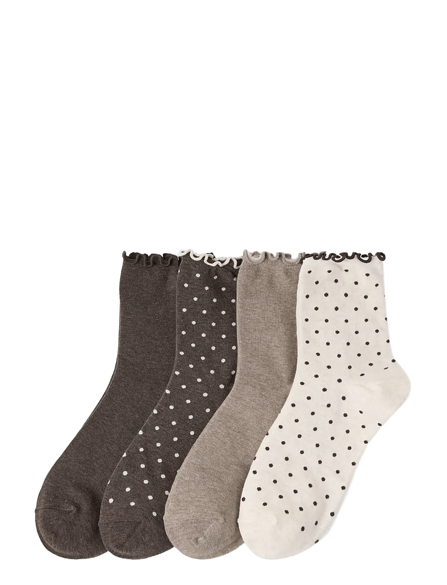 Lindex - 4-pack high ankle socks - sneackersocken - dark brown melange - 0