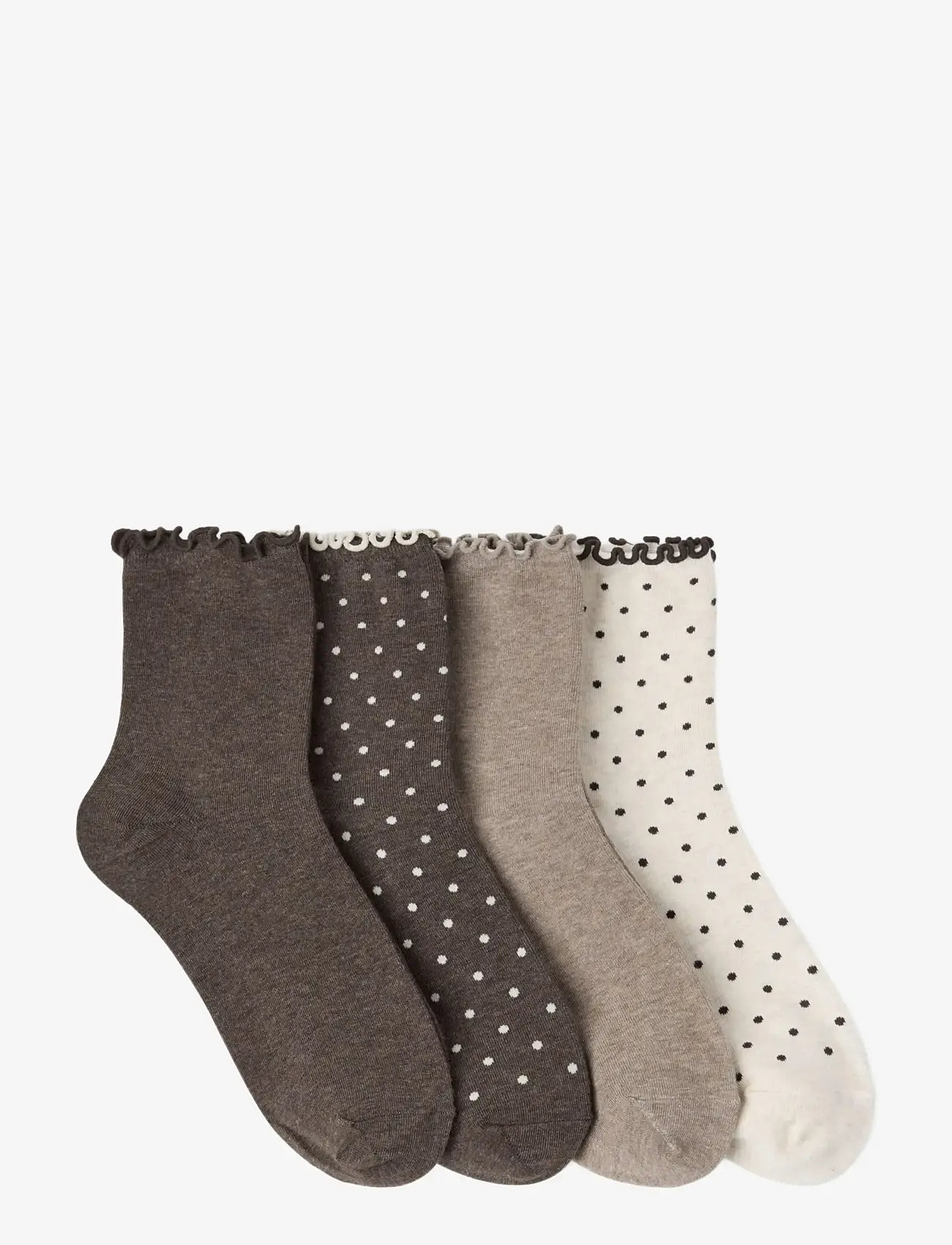 Lindex - 4-pack high ankle socks - ankelstrømper - dark brown melange - 1