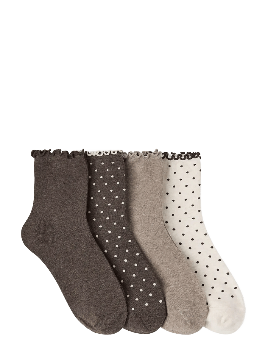 Lindex - 4-pack high ankle socks - sneackersocken - dark brown melange - 1