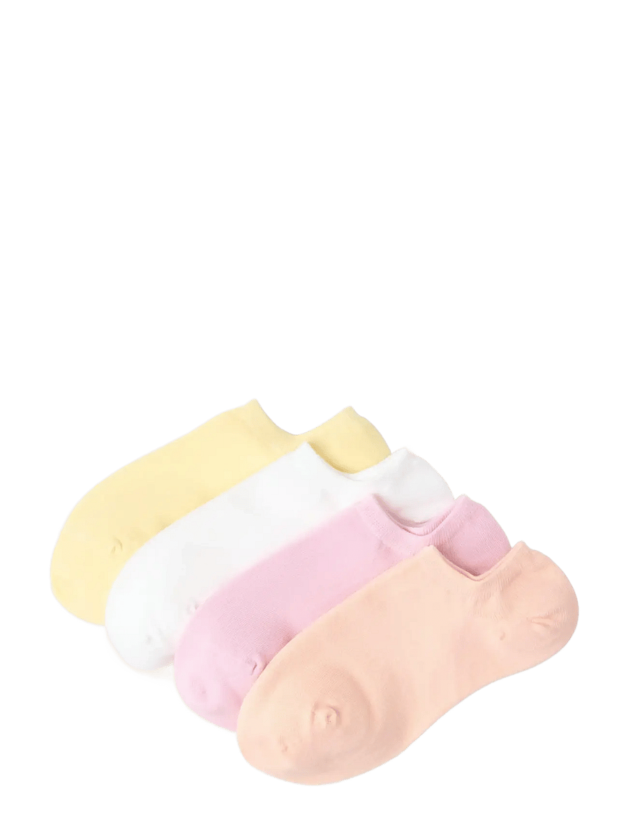 Lindex - 4-pack low ancle socks - sneackersocken - light yellow - 0