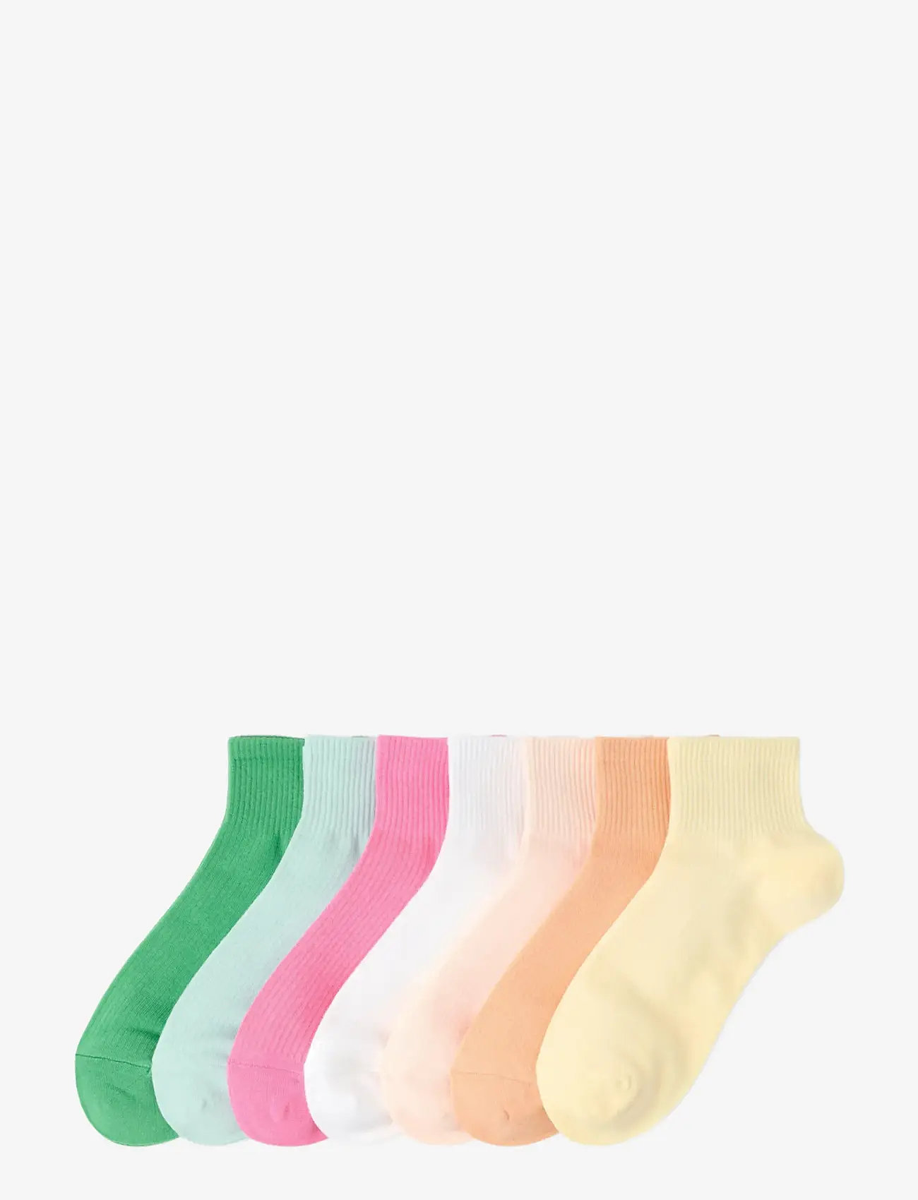 Lindex - 7-pack high ankle socks - ankelstrømper - light yellow - 0