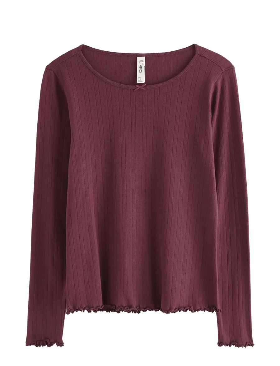 Lindex - Pyjama top in pointelle - pullover - dark dusty red - 1
