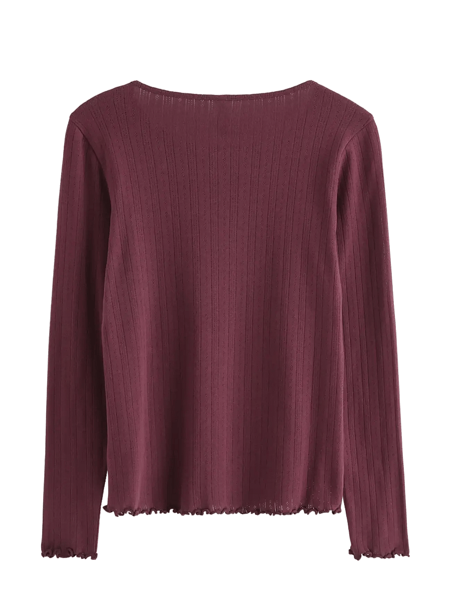 Lindex - Pyjama top in pointelle - pullover - dark dusty red - 2