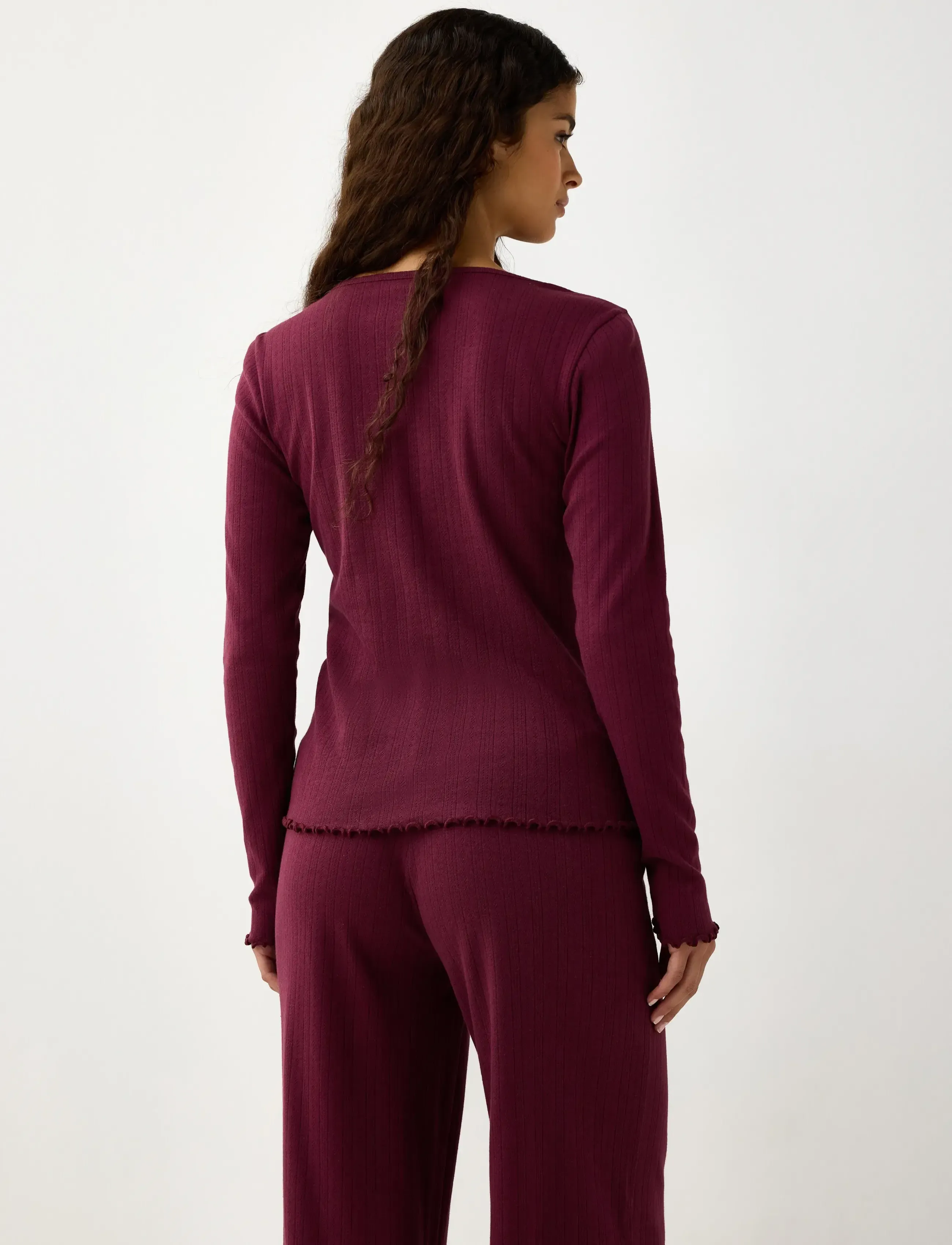 Lindex - Pyjama top in pointelle - pullover - dark dusty red - 3