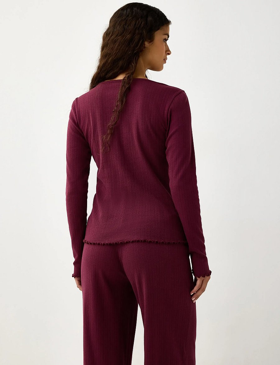 Lindex - Pyjama top in pointelle - pullover - dark dusty red - 3