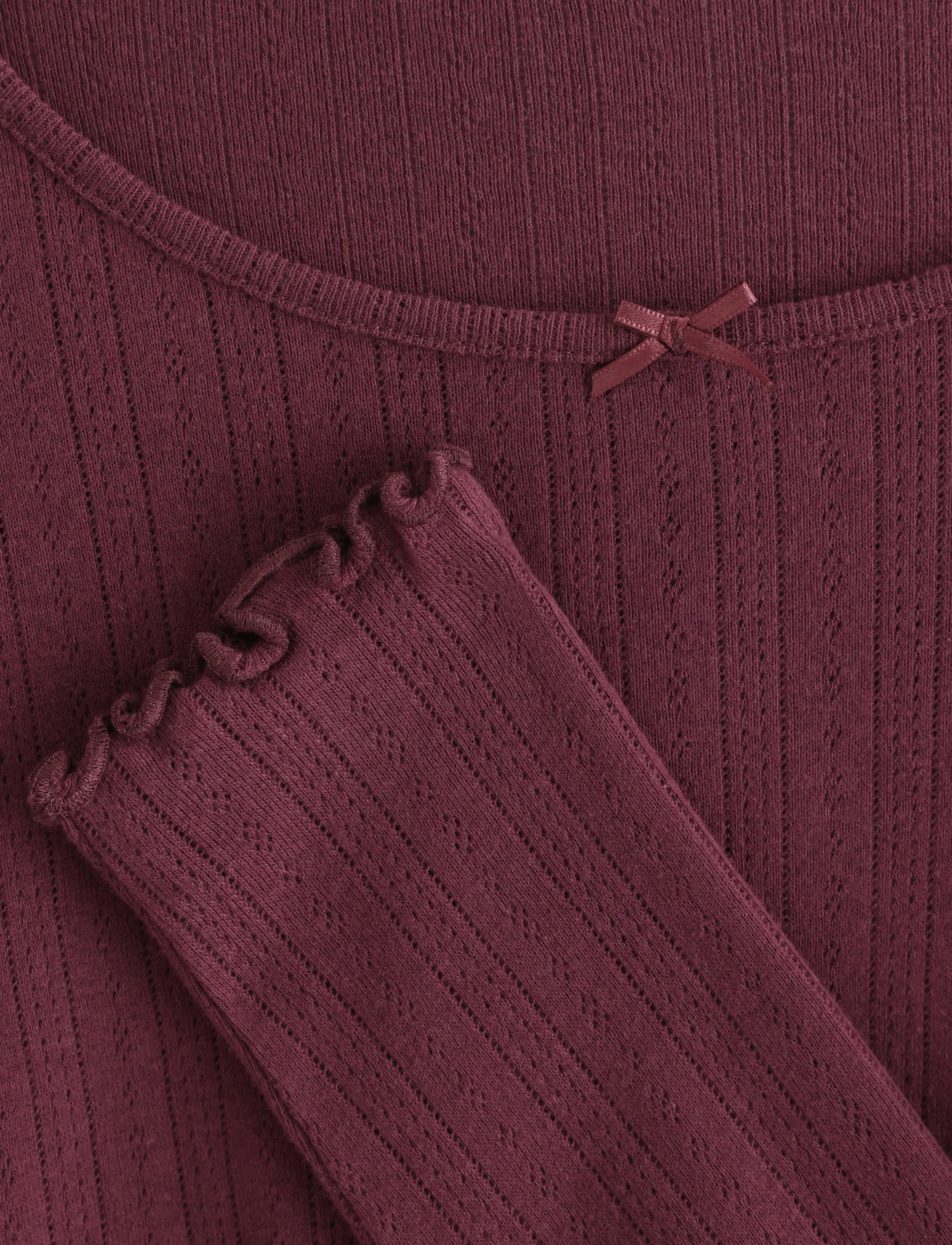 Lindex - Pyjama top in pointelle - pullover - dark dusty red - 5