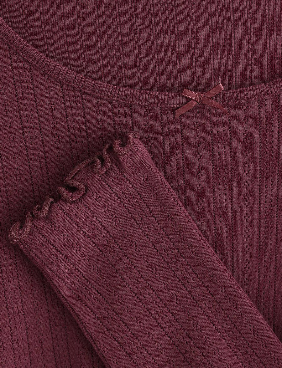 Lindex - Pyjama top in pointelle - pullover - dark dusty red - 5