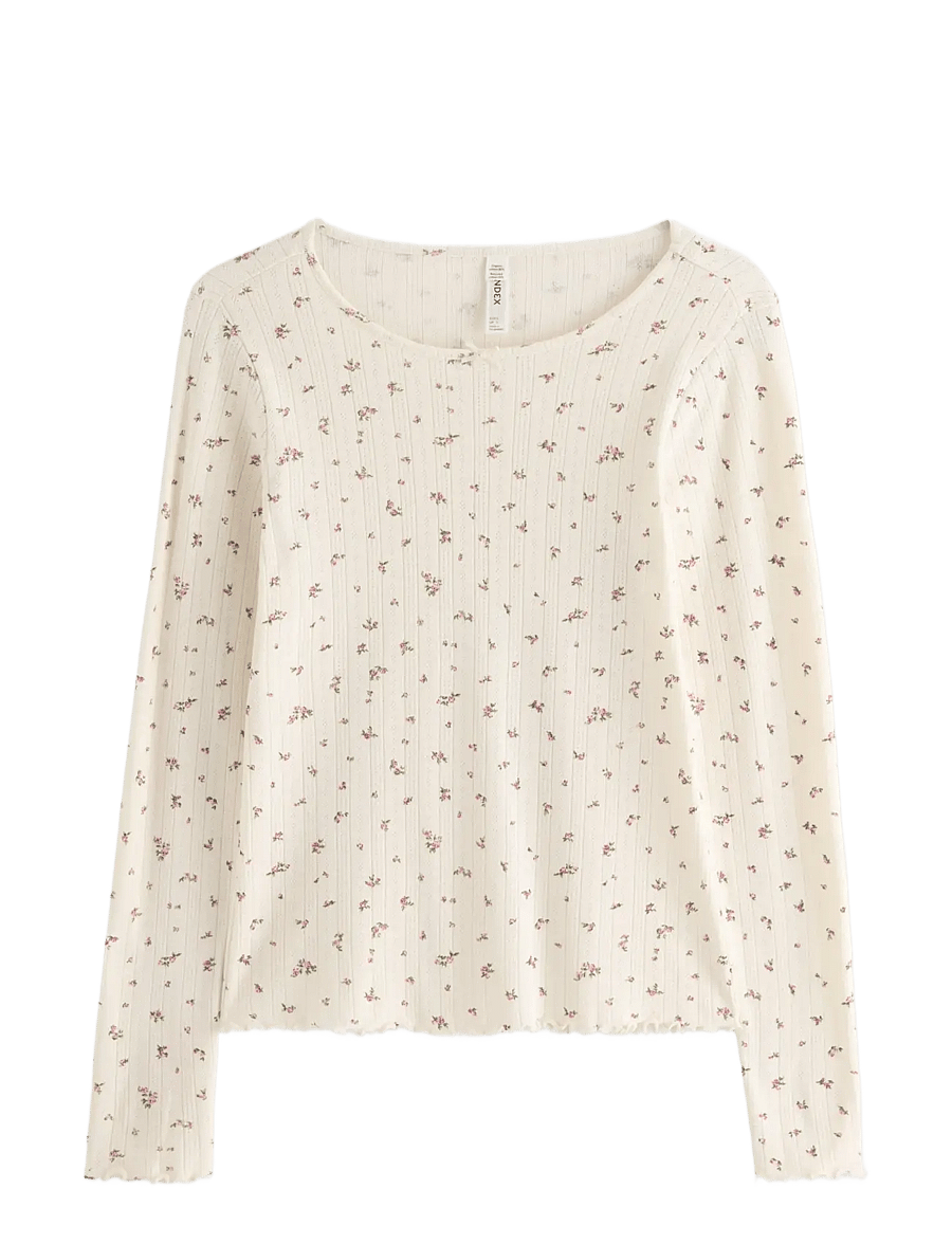 Lindex - Pyjama top in pointelle - jumpers - dusty white - 1
