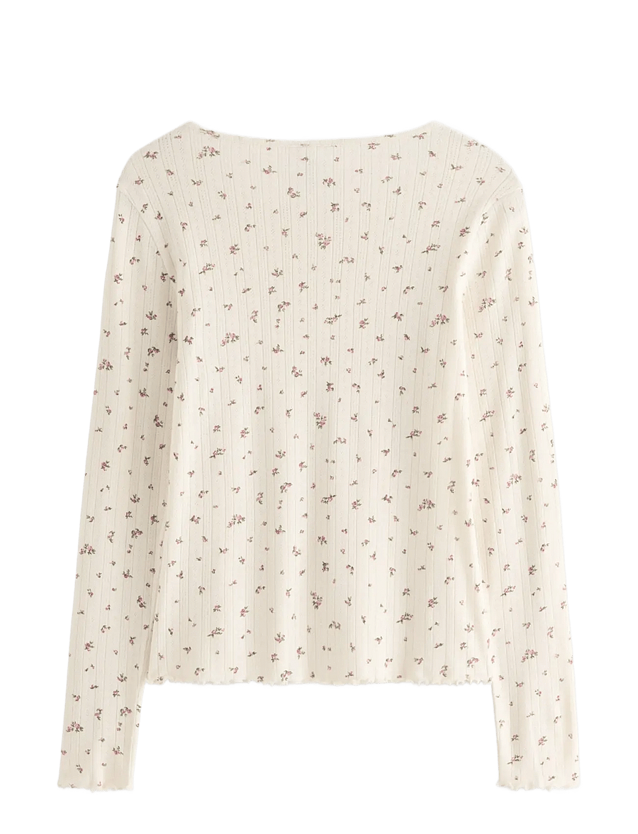 Lindex - Pyjama top in pointelle - jumpers - dusty white - 2