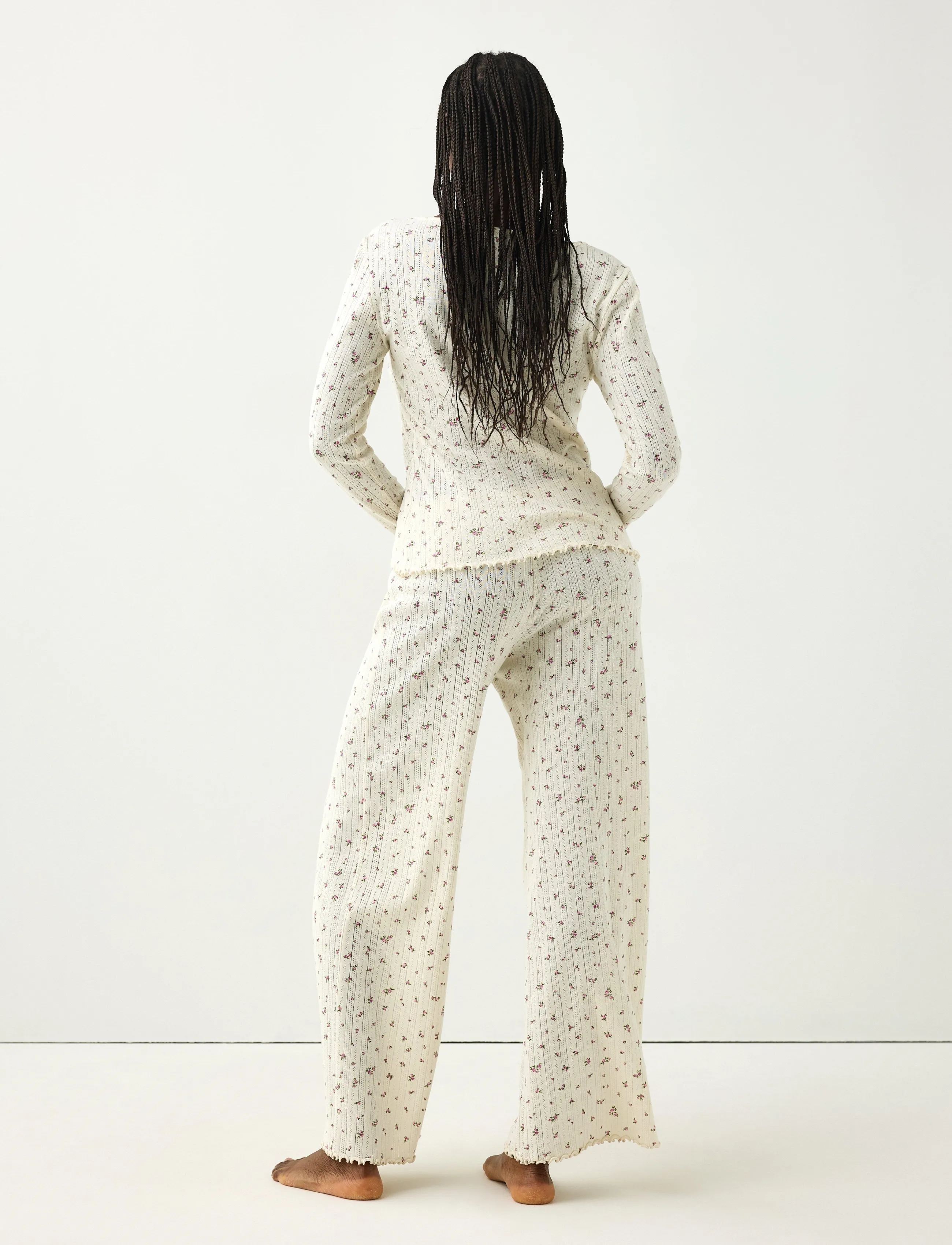 Lindex - Wide pyjama trousers in pointelle - dusty white - 3