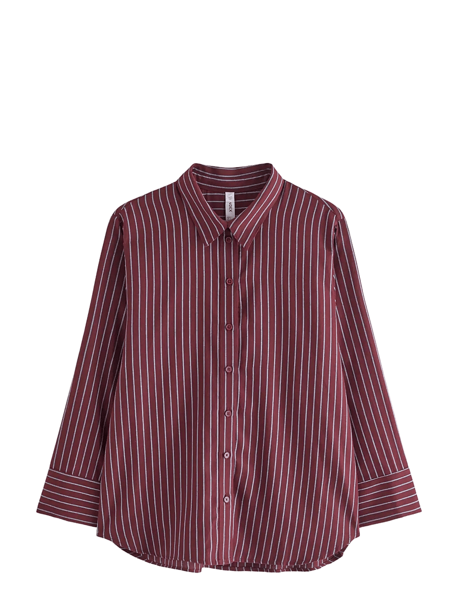 Lindex - Pyjama shirt in cotton - långärmade skjortor - dark dusty red - 1