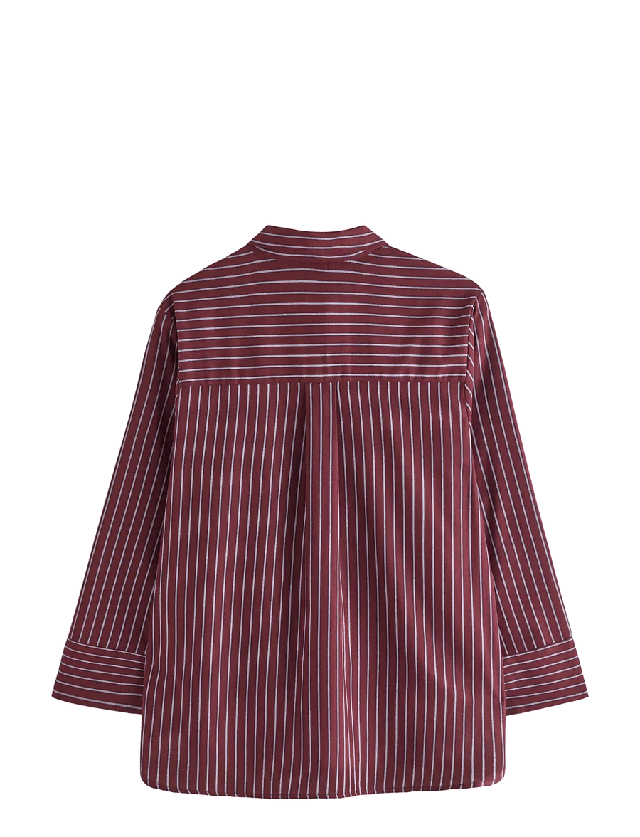 Lindex - Pyjama shirt in cotton - långärmade skjortor - dark dusty red - 2