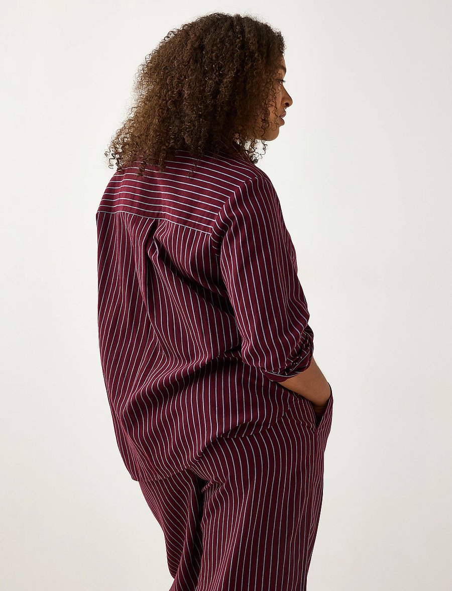 Lindex - Pyjama shirt in cotton - långärmade skjortor - dark dusty red - 3