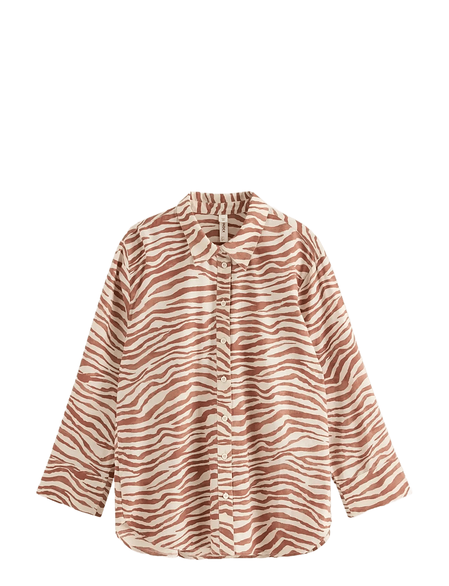 Lindex - Pyjama shirt in cotton - langärmlige hemden - light dusty brown - 1