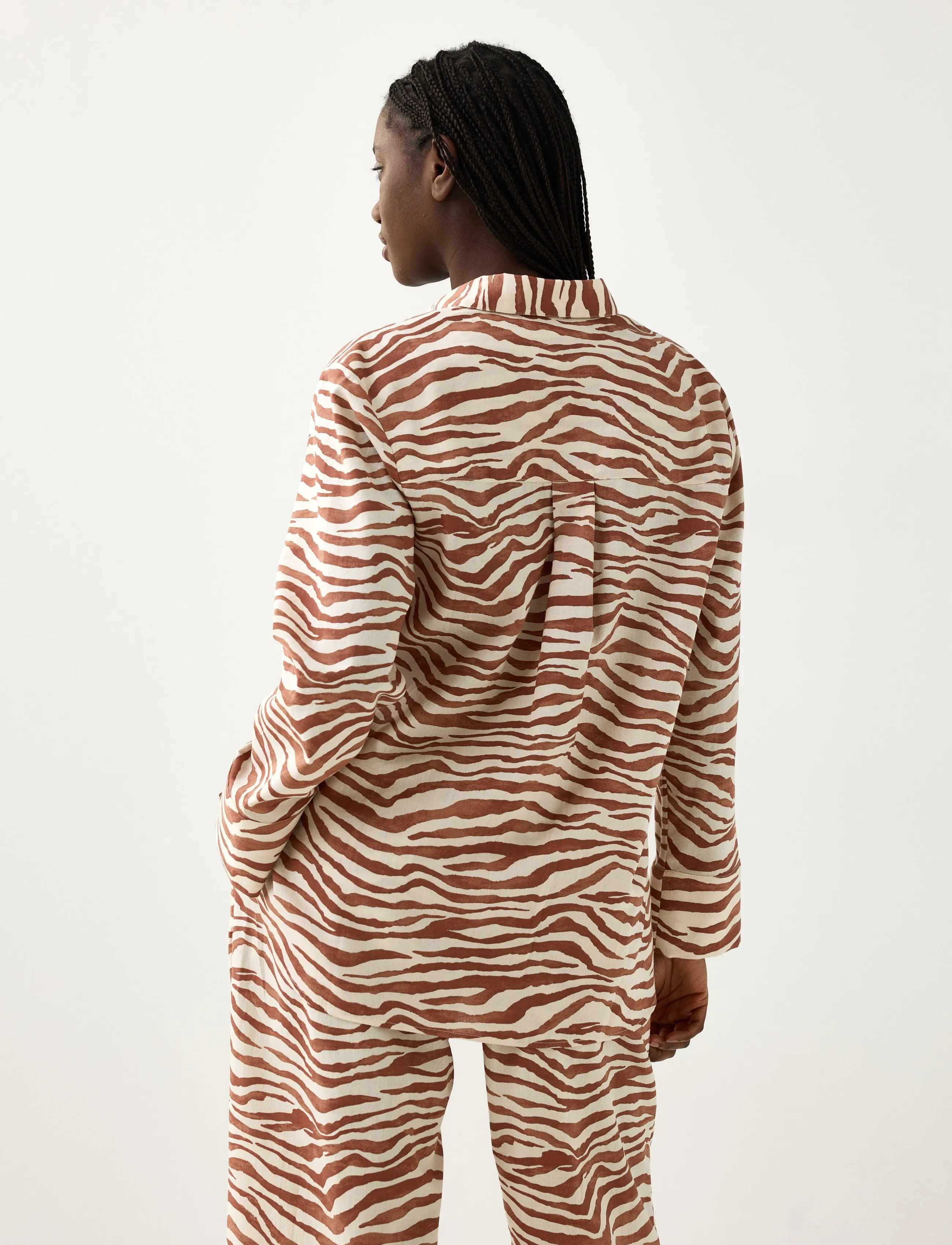 Lindex - Pyjama shirt in cotton - light dusty brown - 3