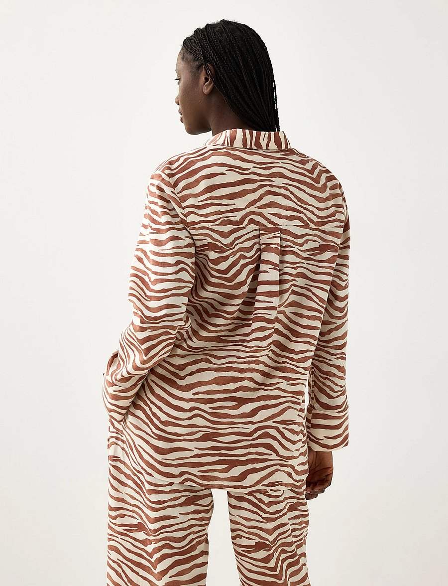 Lindex - Pyjama shirt in cotton - langärmlige hemden - light dusty brown - 3