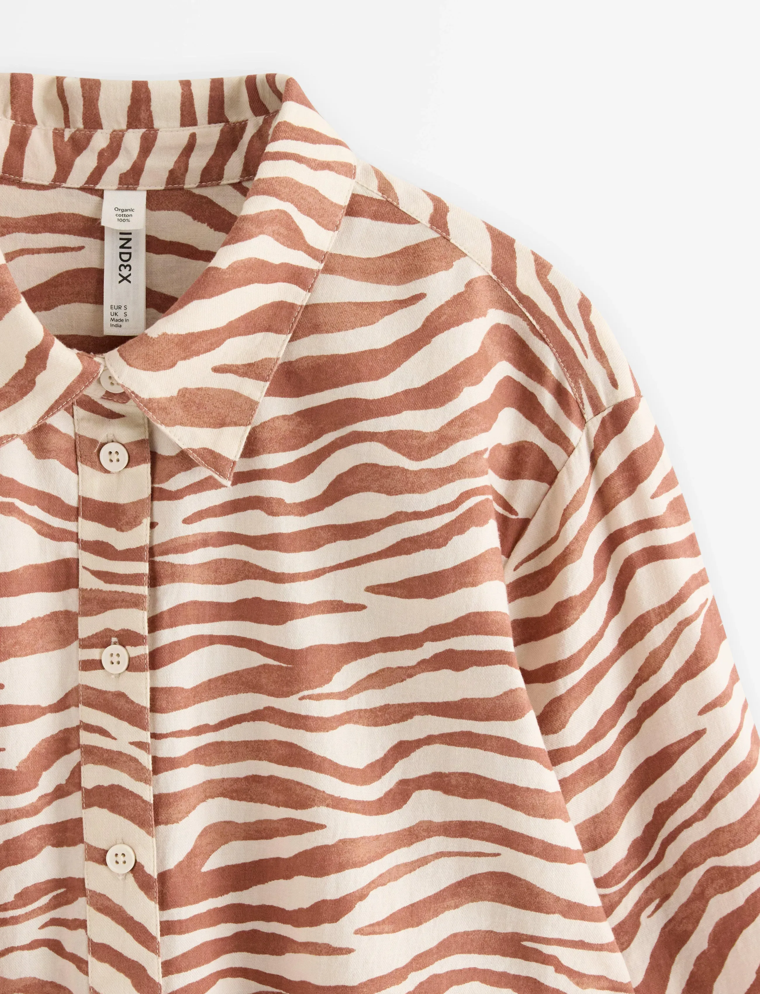 Lindex - Pyjama shirt in cotton - light dusty brown - 5