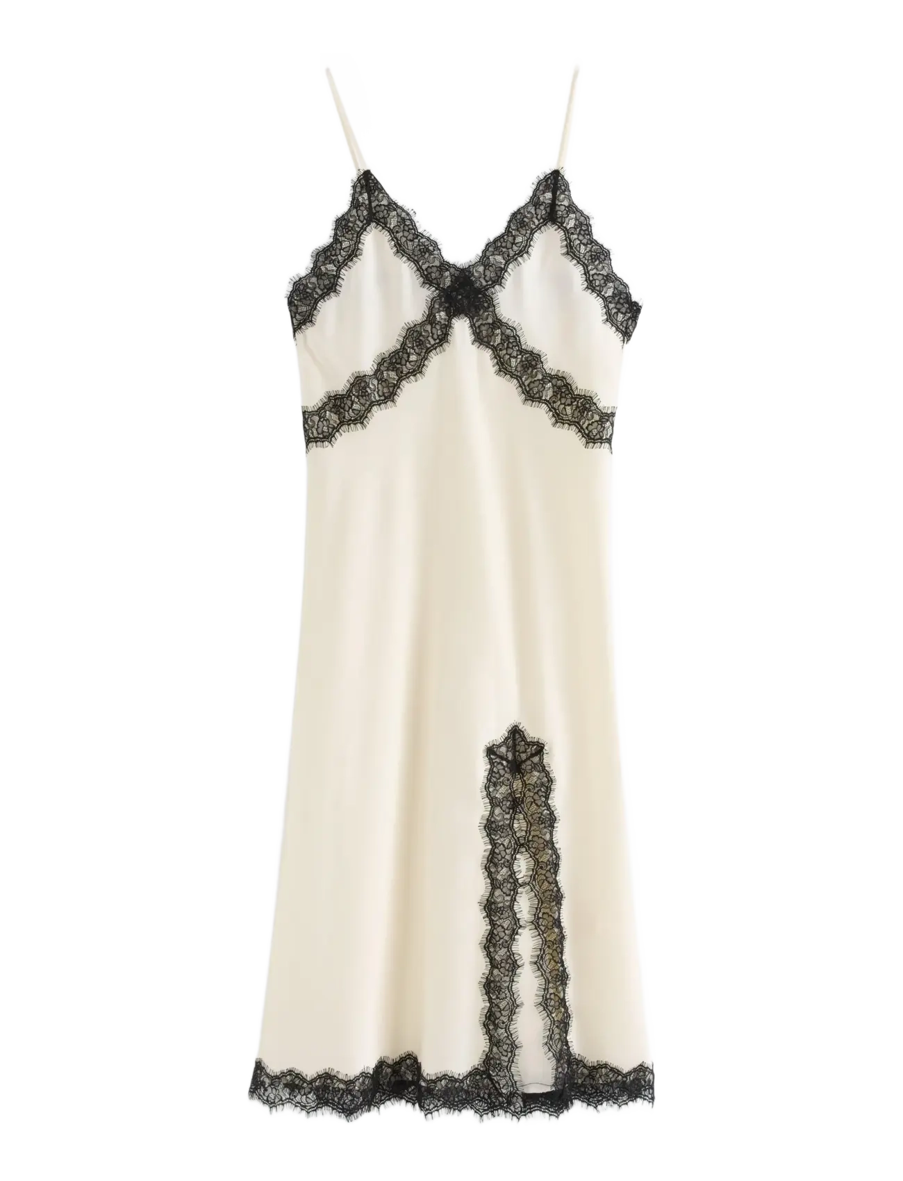 Lindex Nightdress in satin with lace trim - Aluspesu - DUSTY WHITE / cream