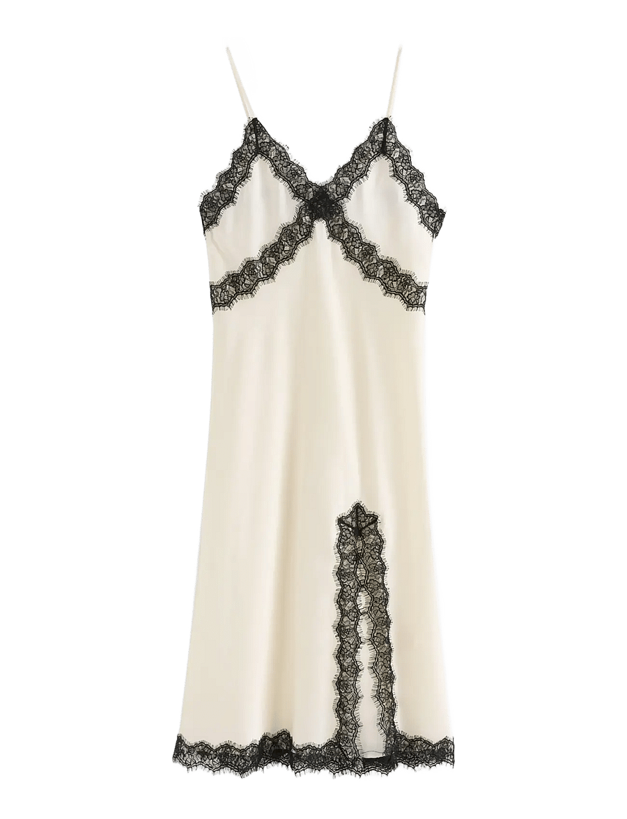 Lindex - Nightdress in satin with lace trim - Öösärgid - dusty white - 1