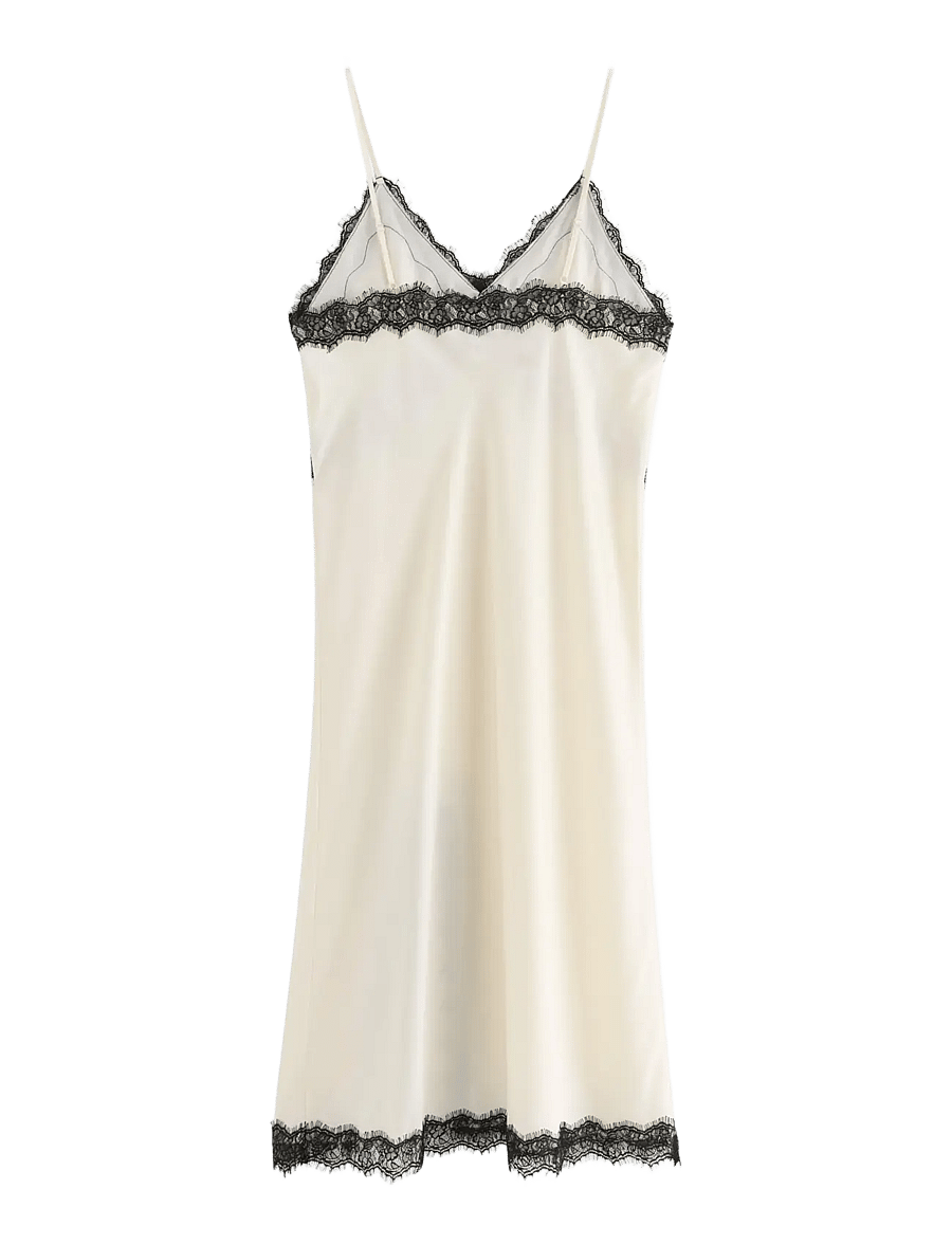 Lindex - Nightdress in satin with lace trim - Öösärgid - dusty white - 2