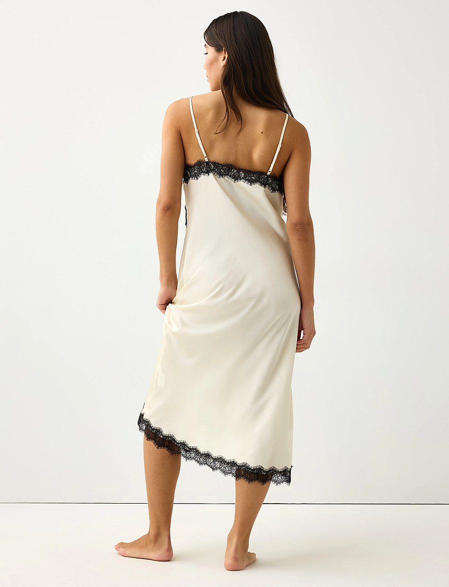Lindex - Nightdress in satin with lace trim - Öösärgid - dusty white - 3
