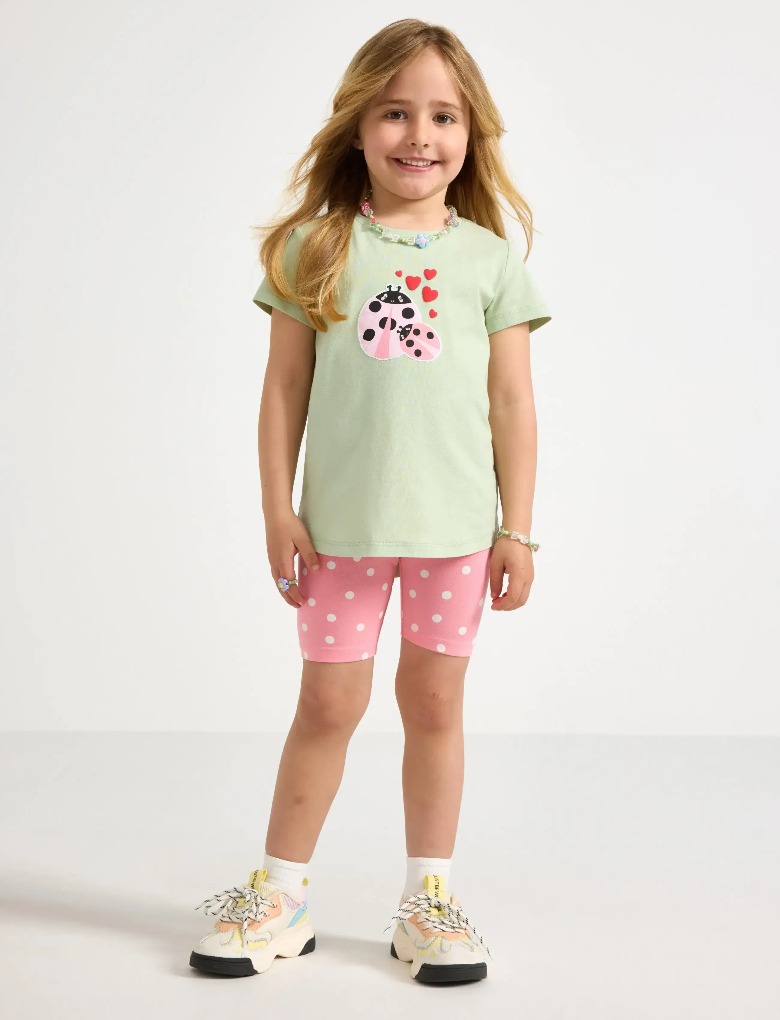 Lindex Set Top And Cycling Shorts, 92, Sets, Grün - Sets With Short-sleeved T-shirt, Kinder