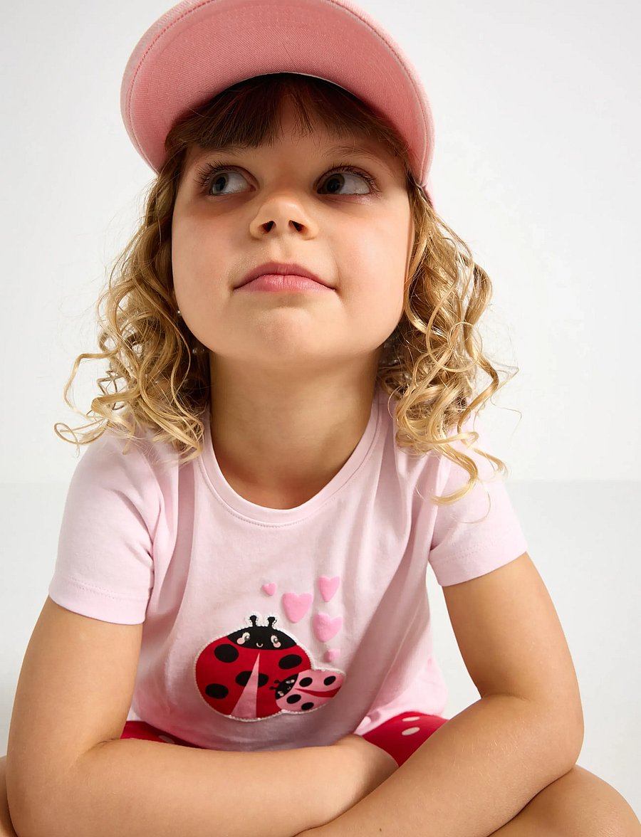 Lindex - Set - top and cycling shorts - set med kortärmad t-shirt - light pink - 4