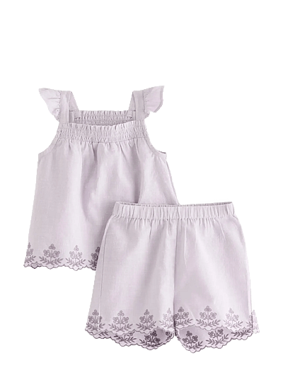 Lindex Set with top and shorts - Komplektai su marškinėliais trumpomis rankovėmis - LIGHT DUSTY LILAC / purple