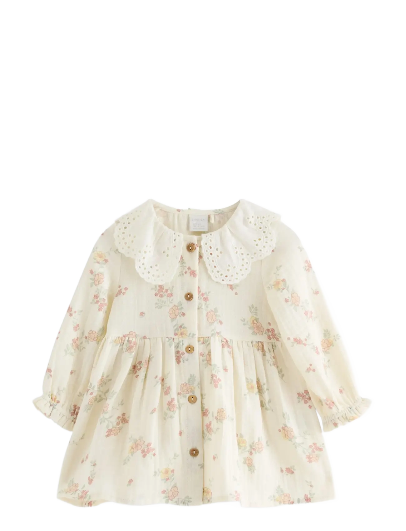 Lindex Dress In Cotton Gauze, 86, Baby Dresses, Weiß - Long-sleeved Kinder