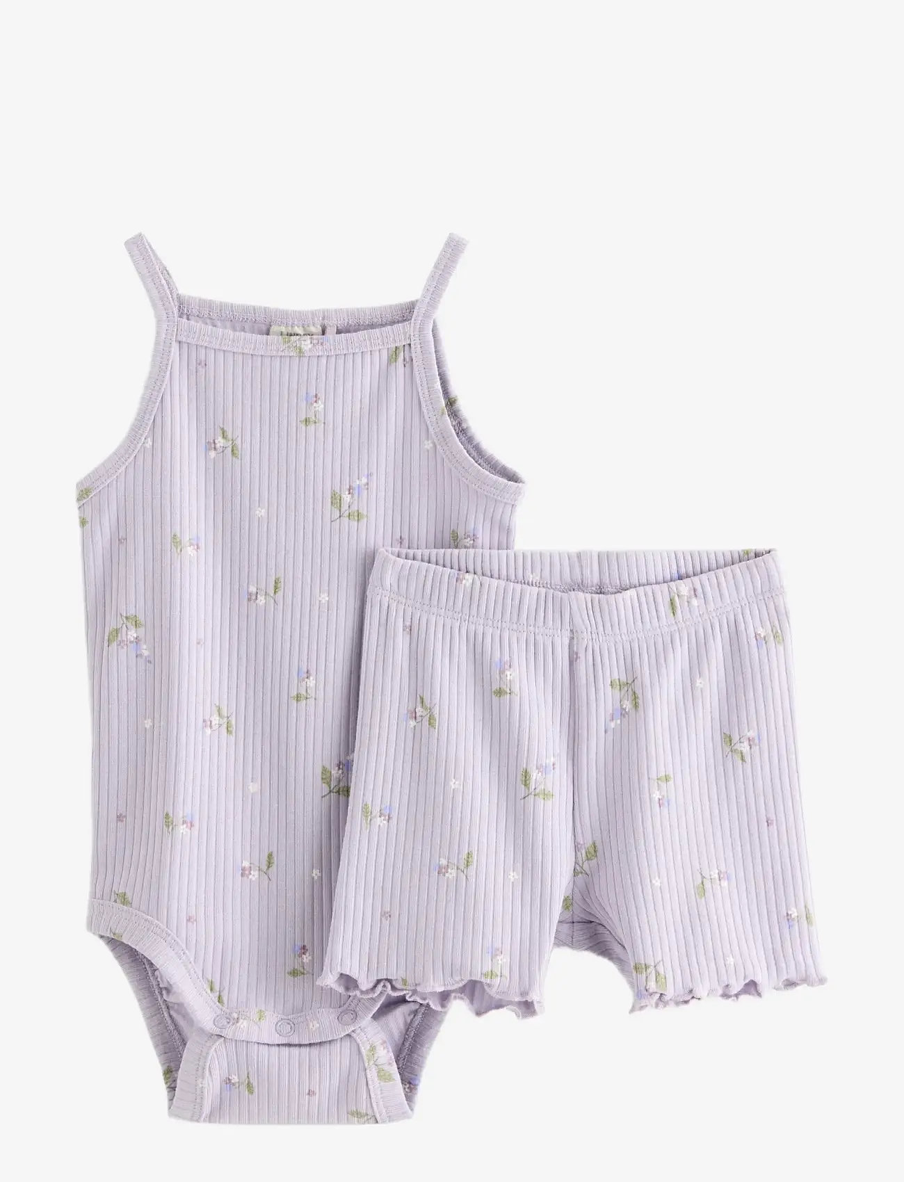 Lindex - Set with bodysuit and cycling shorts - sæt med body - light dusty lilac - 0