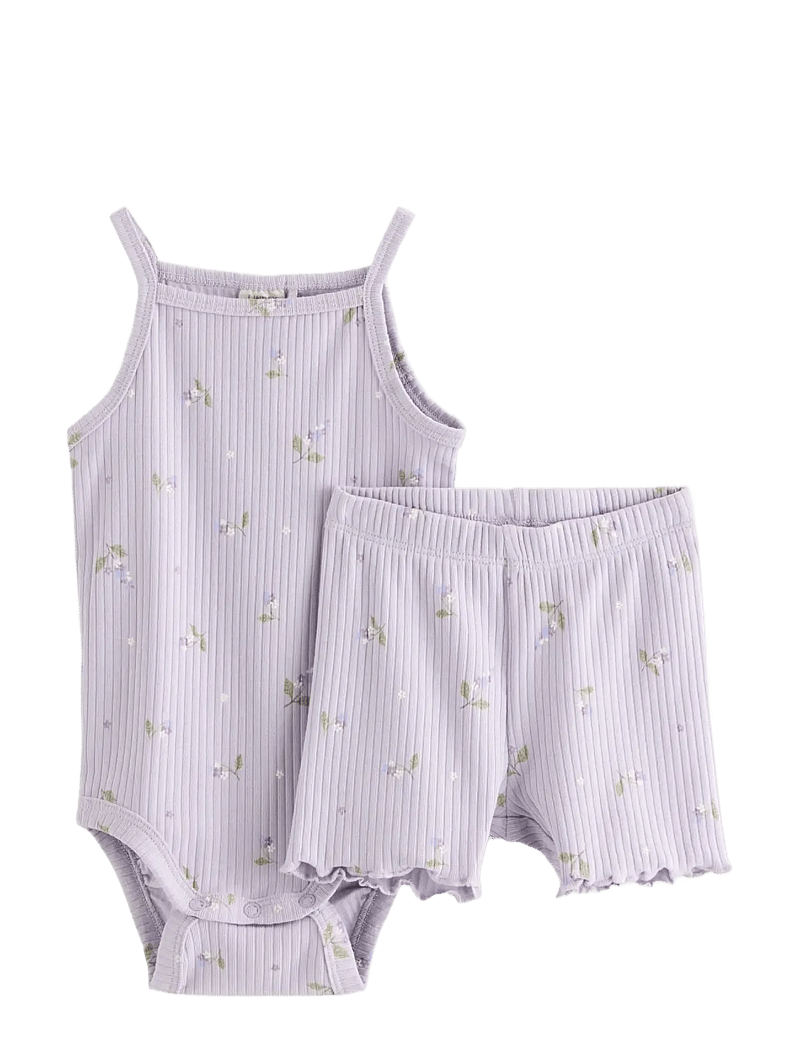 Lindex - Set with bodysuit and cycling shorts - komplektai su bodžiu - light dusty lilac - 0