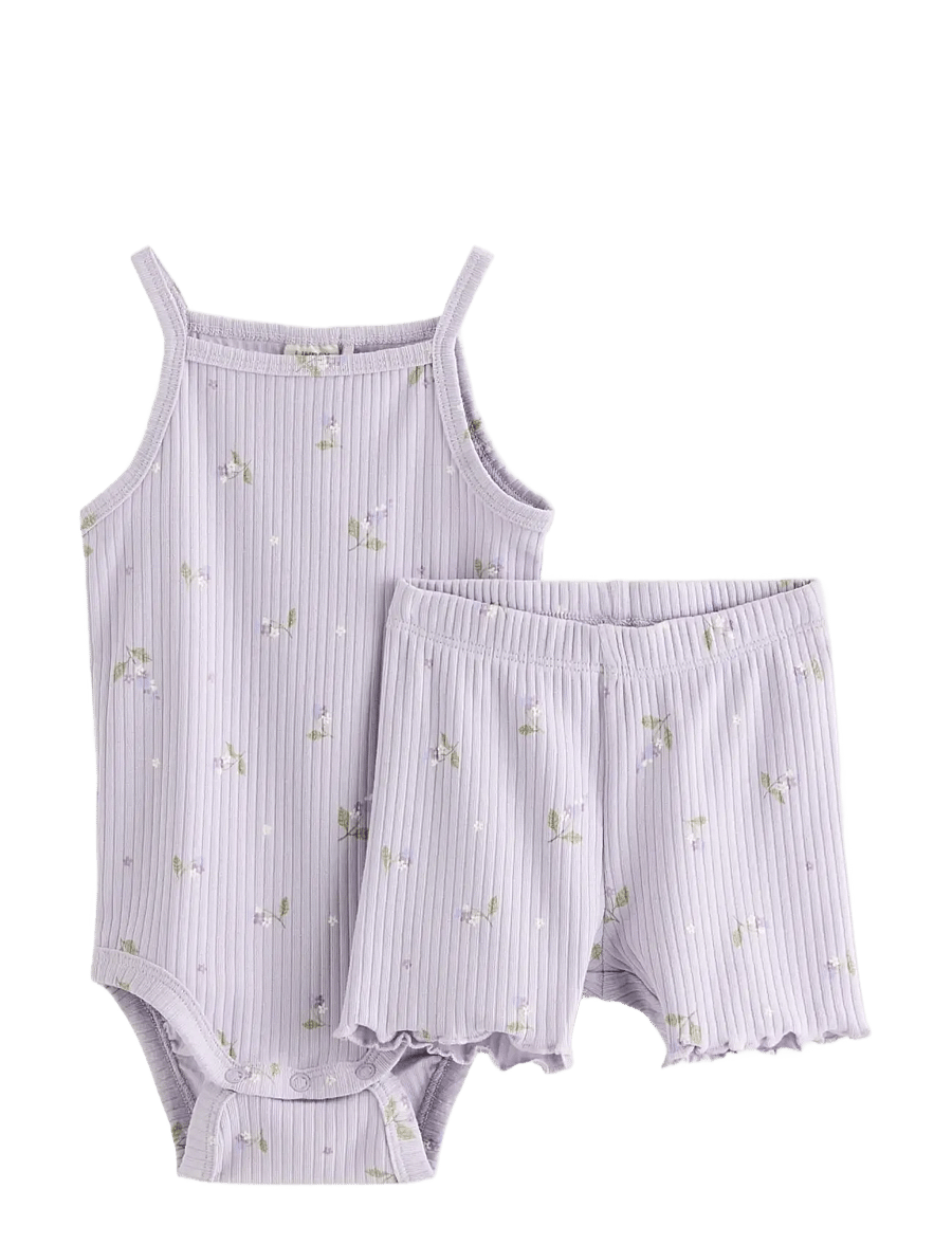 Lindex - Set with bodysuit and cycling shorts - sets mit body - light dusty lilac - 0