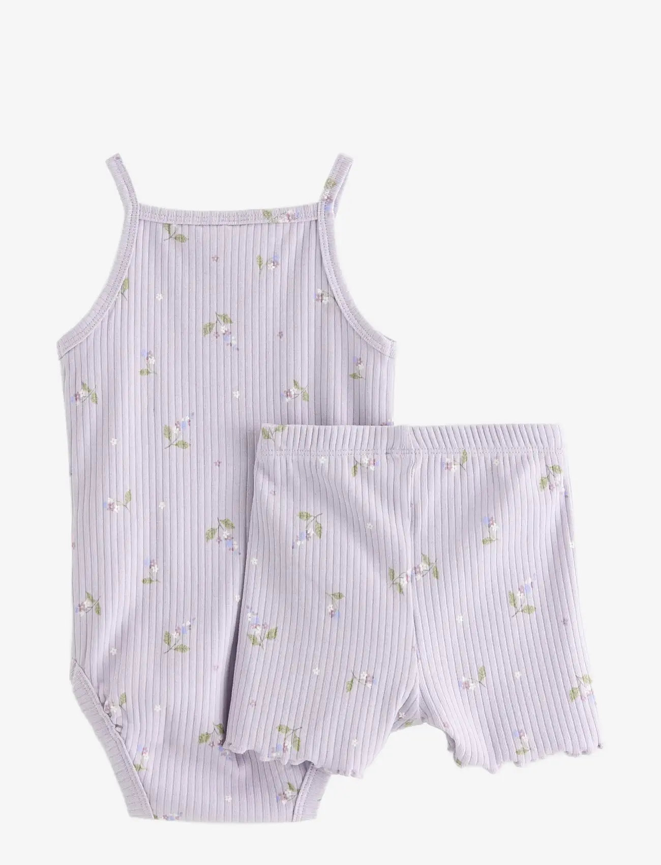 Lindex - Set with bodysuit and cycling shorts - sæt med body - light dusty lilac - 1